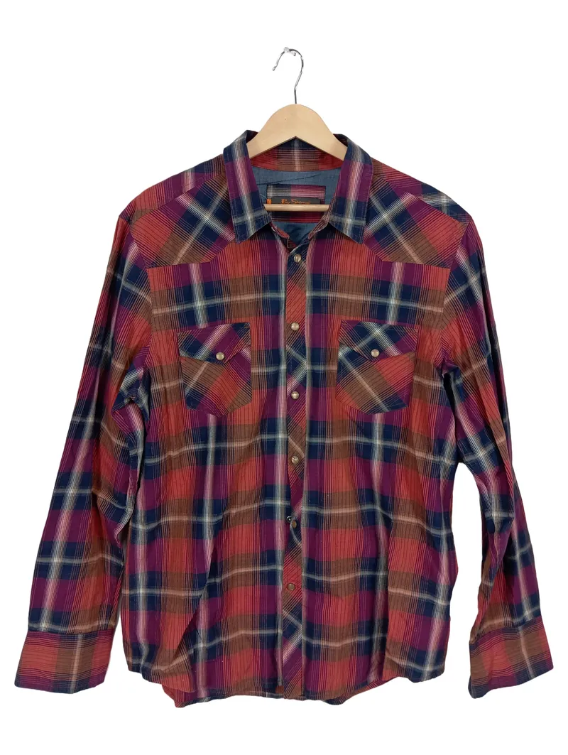Ben Sherman Herren Freizeithemd Kariert Western Stil Gr. XL Baumwolle 1