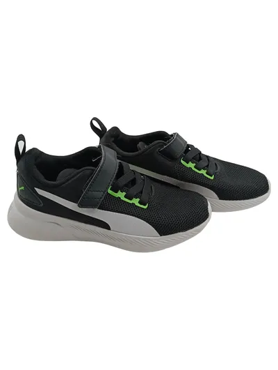 PUMA Kinder Sneaker Sportschuhe Gr. 31 Schwarz Grün Klettverschluss