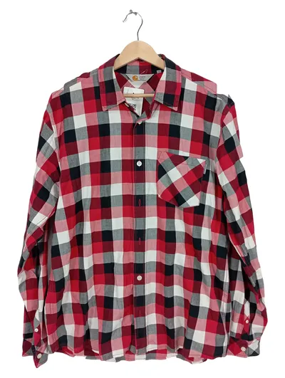 Carhartt Herren Freizeithemd Kariert Langarm Baumwolle Gr. L Rot Weiß