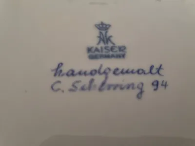 Kaiser Porzellan Aschenbecher Blumenmuster Handgemalt Romantisch Weiß 19cm