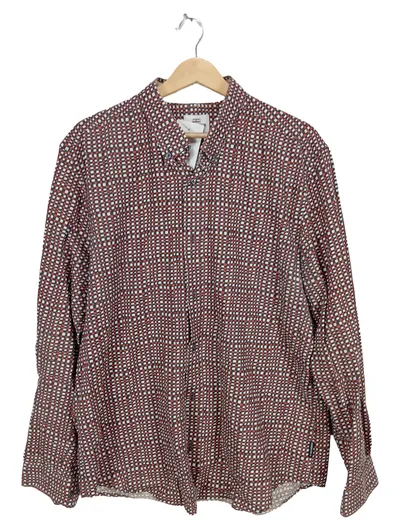 Ben Sherman Hemd Herren XL Langarm Slim Fit Geometrisch Muster Baumwolle