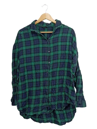 Monki Kariertes Flanell Hemd Damen Kapuze Baumwolle Langarm Gr. M