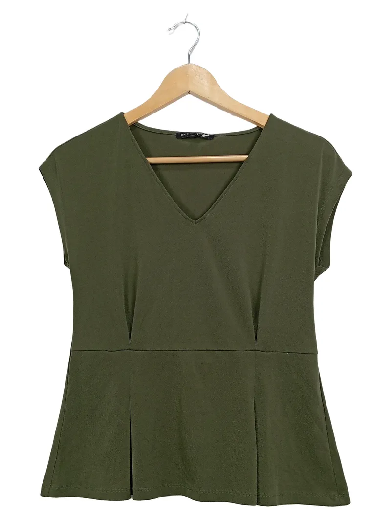 Banana Republic Damen Peplum Top V-Ausschnitt Oliv Gr. XS Elegant 2