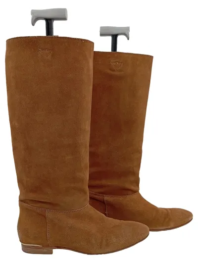 IKKS Damen Wildleder Stiefel Braun Gr. 39 Casual Slip-On