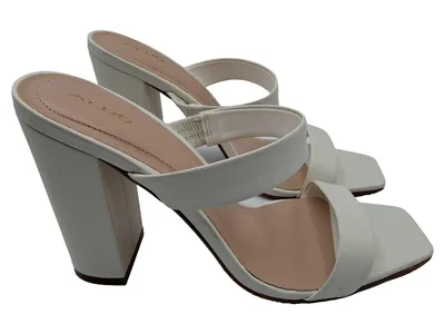 ALDO Damen Sandalen Weiß Gr. 37,5 High Heels Blockabsatz 10cm Elegant