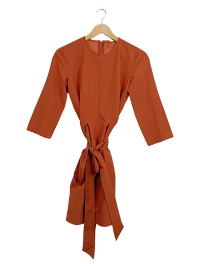 ASOS Schleifenkleid Damen Elegant Orange Business Business Midikleid Gr. 32 XXS