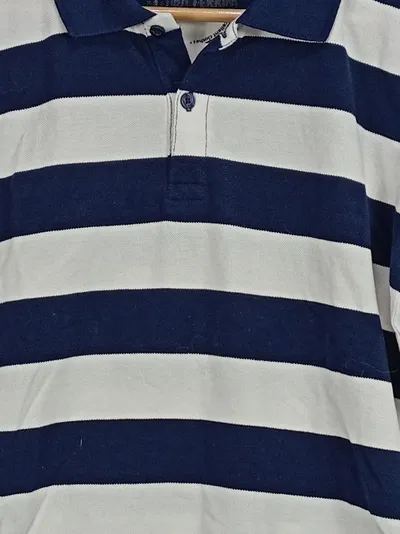 Mauro Ferrini Herren Poloshirt Gr. M gestreift Blau Weiß Baumwolle
