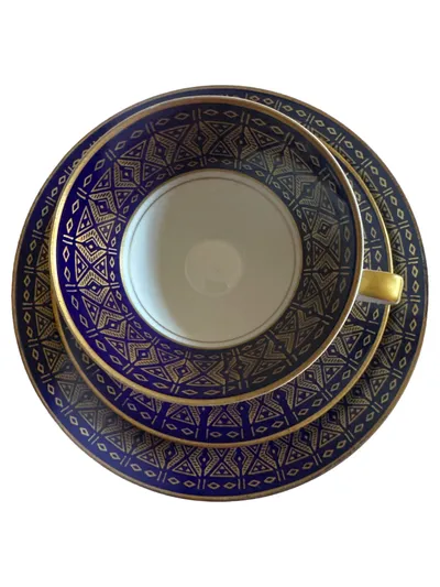 Bauscher Weiden Kaffeetasse Set 2tlg Porzellan Geometrisch Blau Elegant