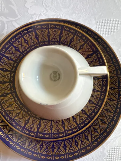 Bauscher Weiden Kaffeetasse Set 2tlg Porzellan Geometrisch Blau Elegant