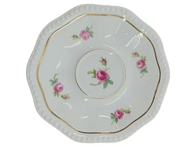 Rosenthal Bavaria Unterteller Porzellan Rosenmuster Gold Rand 15cm