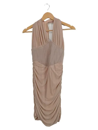 Rare London Damen Cocktailkleid Gr. 38 Beige Neckholder Korsett Raffung