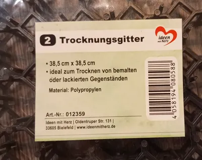 Ideen mit Herz Trocknungsgitter 2er Set 38,5x38,5cm Polypropylen Braun