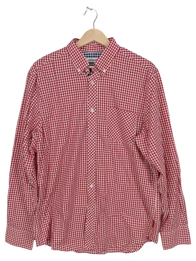 Ben Sherman Hemd Herren XL Langarm Kariert Rot Weiß Baumwolle Button-Down