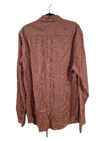 Ben Sherman Hemd Herren XL Langarm Kariert Rot Weiß Baumwolle Button-Down