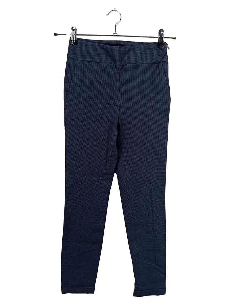Caroll Damen Anzughose Business Hose Blau Kariert Gr. W26 34 XS Viskose 1