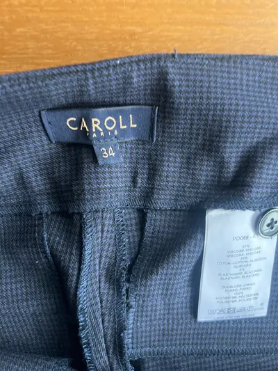 Caroll Damen Anzughose Business Hose Blau Kariert Gr. W26 34 XS Viskose