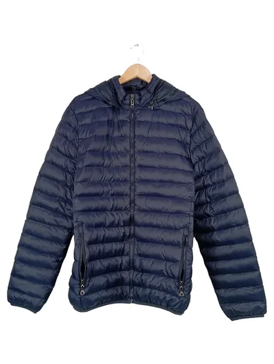 AdHoc Steppjacke Herren XL Daunenjacke Blau Kapuze Leicht Outdoor