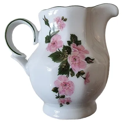 Eschenbach Bavaria Porzellan Kanne Milchkännchen Blumenmuster Rosa 15cm