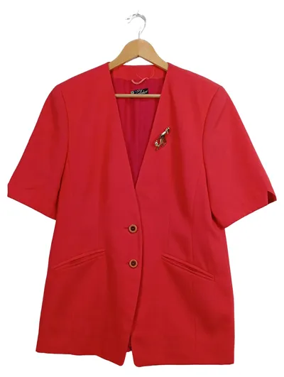 Lady Astor Blazer Damen Elegant Rot Gr. 38 Kurzarm Business Polyester