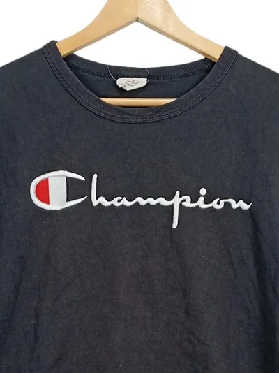 Champion T-Shirt Herren XL Schwarz Logo Schriftzug Stickerei Streetwear