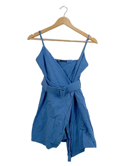 Zara Wickelrock Damen Blau Minirock Baumwolle Gr. S 36