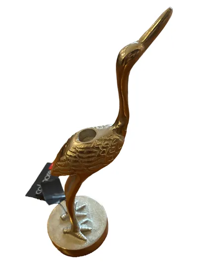 Colmore by Diga Kerzenhalter Vogel Kranich Gold Metall 33cm Deko