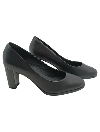 Clarks Damen Pumps Schwarz Leder Blockabsatz Gr. 41 Klassisch Elegant