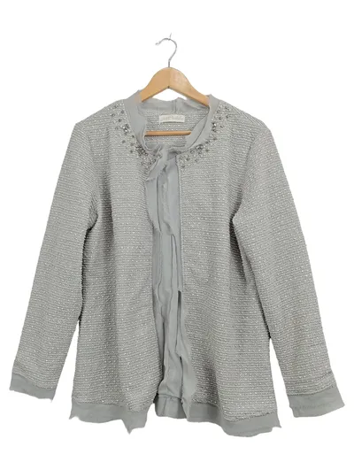 Judith Williams Damen Jacke Gr. 44 Grau Elegant Pailletten Perlen Festlich