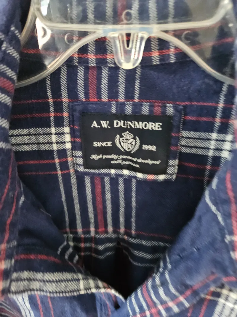 A.W. Dunmore Flanellhemd Herren M kariert blau rot Baumwolle Langarm 3