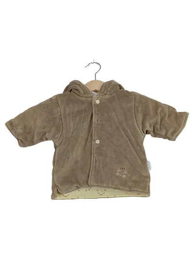 KANZ Baby Sweatjacke Kapuze Gr. 56 Beige Katze Baumwolle