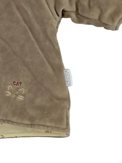 KANZ Baby Sweatjacke Kapuze Gr. 56 Beige Katze Baumwolle
