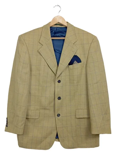 Westbury Herren Sakko Gr. 50 L Beige Kariert Klassisch Blazer