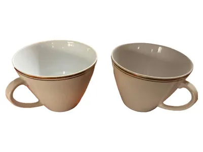 Schirnding Porzellan Tassen Set 2-teilig Weiß Goldrand Vintage