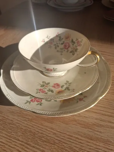 Zeh Scherzer Bavaria Sammelgedeck 3-teilig Rosen Goldrand Porzellan