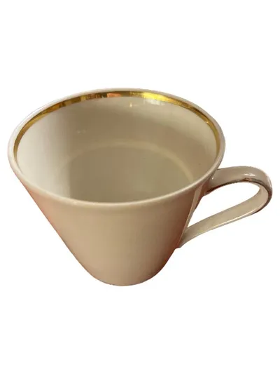 Eschenbach Tasse mit Goldrand Bavaria Germany Porzellan Weiß Vintage