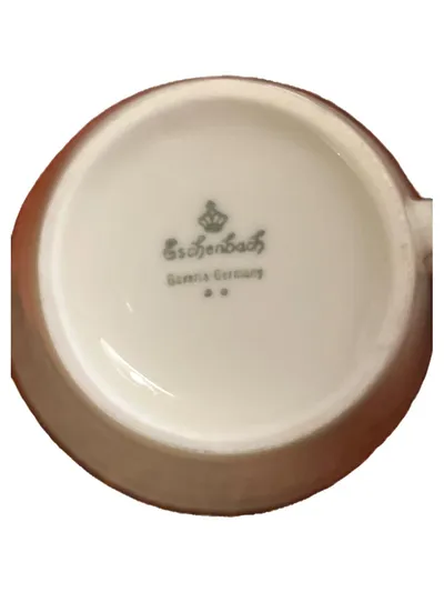 Eschenbach Tasse mit Goldrand Bavaria Germany Porzellan Weiß Vintage