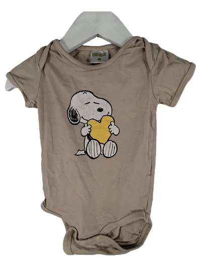 Peanuts Snoopy Baby Body Strampler Gr. 80 Beige Kurzarm