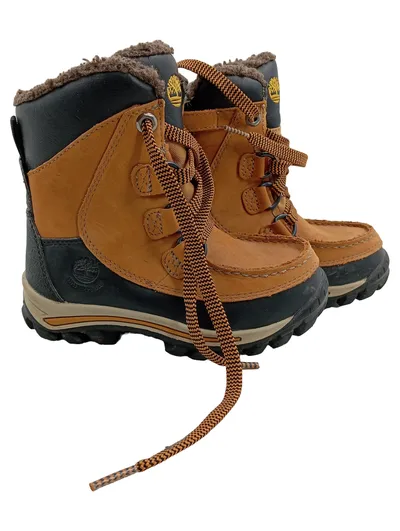 Timberland Kinder Schneestiefel Gr. 28 Braun Leder Waterproof gefüttert