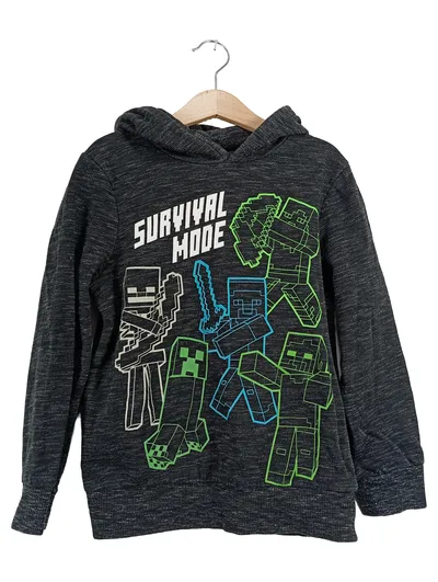 Minecraft Kapuzenpullover Jungen Gr. 128 Survival Mode Grau Hoodie