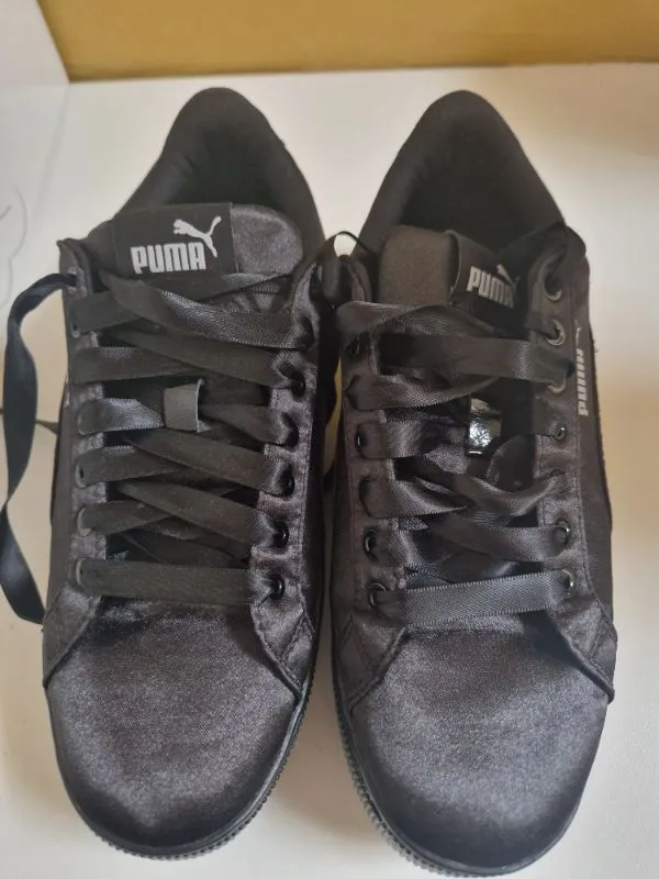 PUMA Damen Sneaker Low Satin Schwarz Gr. 37 Schnürung Sportschuhe 2