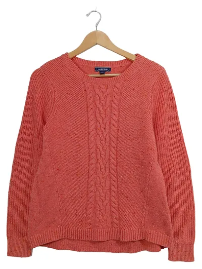 Lands' End Damen Pullover Zopfstrick Baumwolle Rosa Gr. M