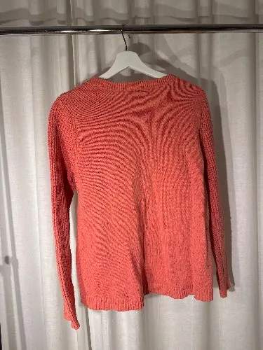 Lands' End Damen Pullover Zopfstrick Baumwolle Rosa Gr. M
