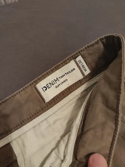 Tom Tailor Denim Herren Chino Hose Slim Fit Beige W28/L32 Stoffhose