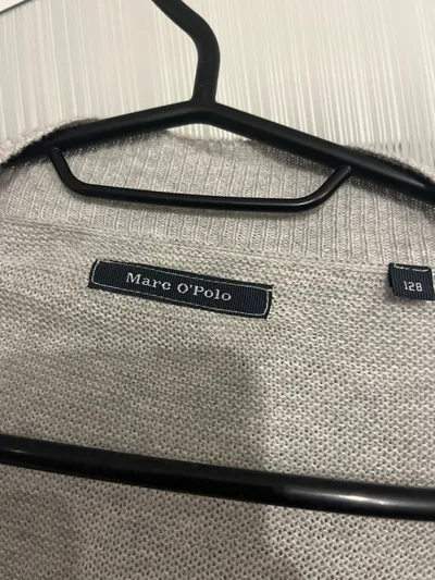Marc O'Polo Strickjacke Kinder Gr. 128 Grau Baumwolle Leinen