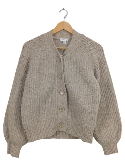 Topshop Strickjacke Damen Gr. 36/38 Beige Meliert Knopfleiste Cardigan