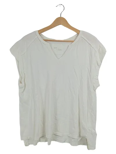 AERIE Damen T-Shirt Weiß Gr. S Basic Baumwolle V-Ausschnitt