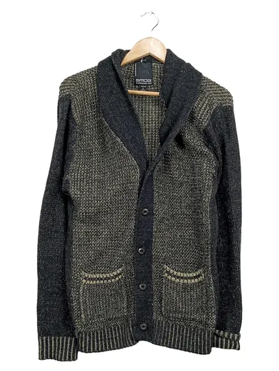 Smog Strickjacke Herren Gr. L Grau Meliert Cardigan Casual