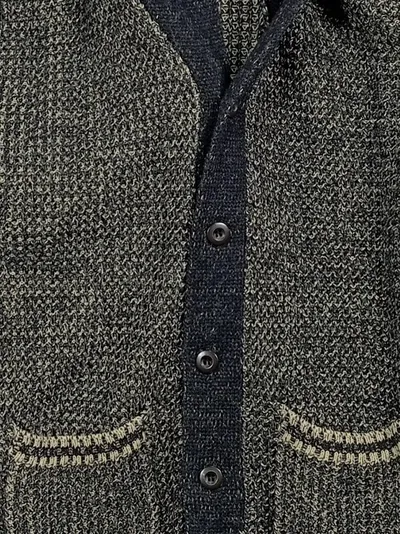 Smog Strickjacke Herren Gr. L Grau Meliert Cardigan Casual