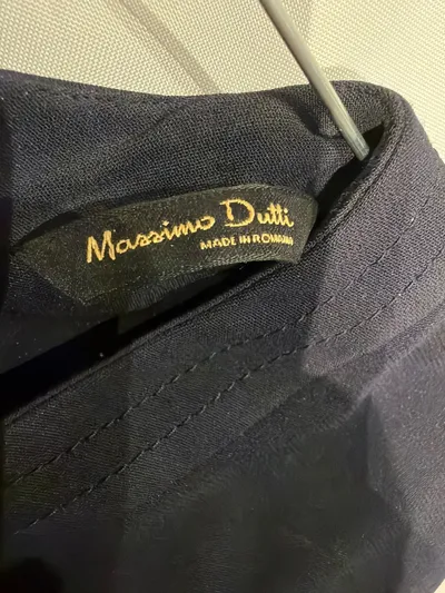 Massimo Dutti Businesskleid Damen Gr. 36 Blau Ärmellos Elegant