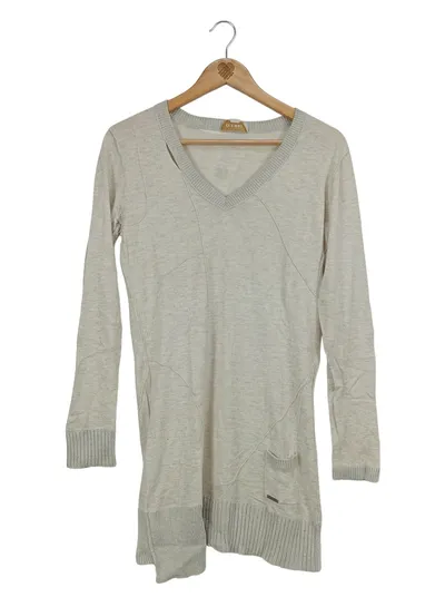 Diesel Damen Pullover Langarm V-Ausschnitt Beige Gr. S Baumwolle